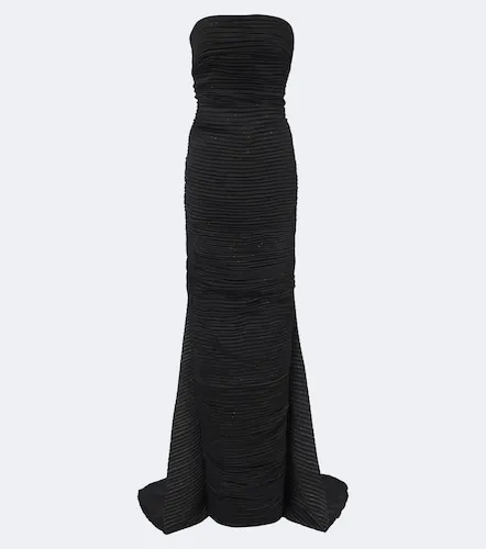 Pleated satin bustier gown - Marmar Halim - Modalova
