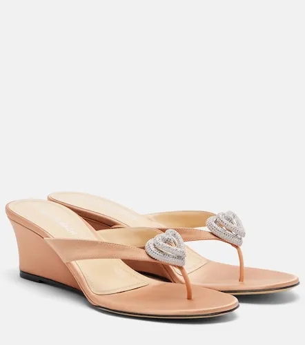 Double Heart satin wedge thong sandals - Mach & Mach - Modalova