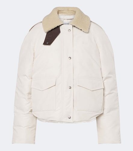 Giacca blouson in misto cotone con shearling - Loewe - Modalova