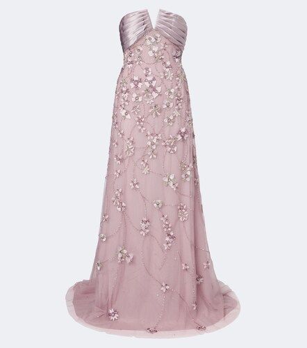 Vestido bustier de tul adornado - Georges Hobeika - Modalova