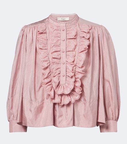 Chloé Blusa in taffetà con volant - Chloe - Modalova