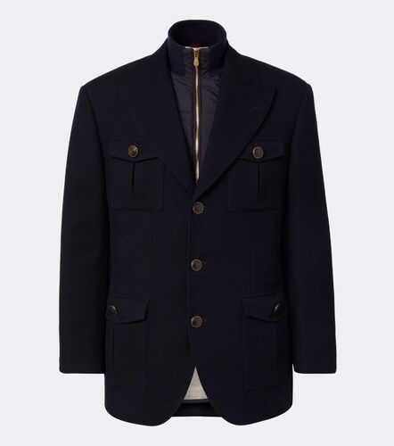 Herringbone layered wool and cotton jacket - Brunello Cucinelli - Modalova