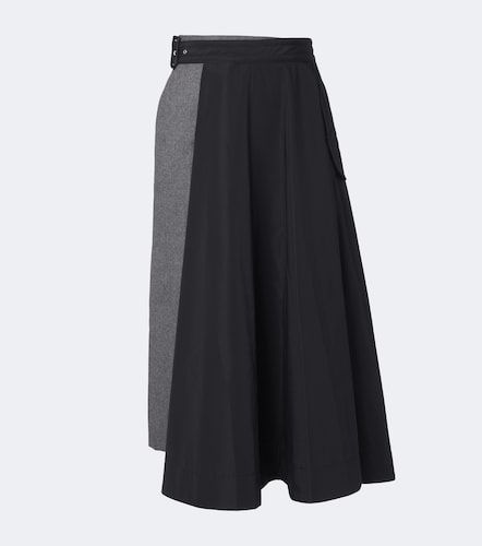 Gonna midi in taffetà e flanella - Sacai - Modalova