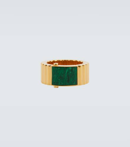 Kt -plated sterling silver and malachite ring - Bottega Veneta - Modalova