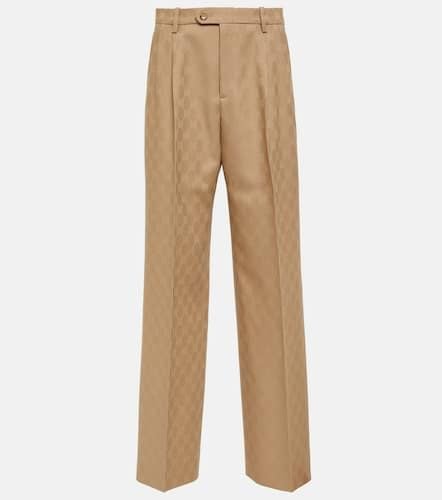 Pantalones rectos de lana con GG en jacquard - Gucci - Modalova