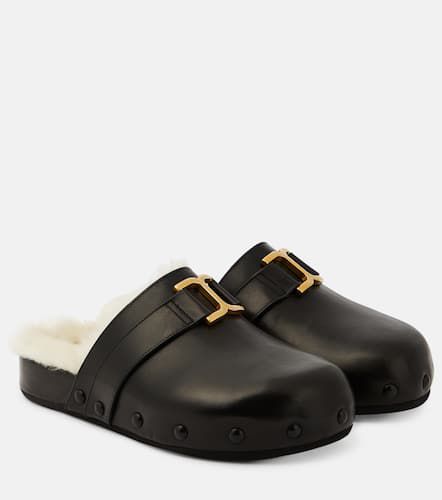 ChloÃ© Marcie leather and shearling slippers - Chloe - Modalova