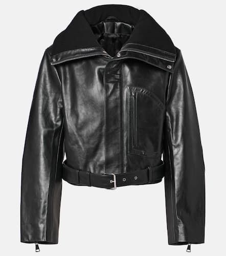 Cropped belted leather biker jacket - Victoria Beckham - Modalova