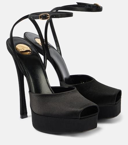 Satin crÃªpe platform sandals - Saint Laurent - Modalova