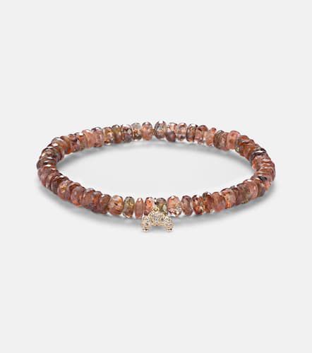 Small Croissant 14kt gold beaded bracelet with andalusite and diamonds - Sydney Evan - Modalova