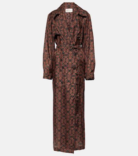 Printed silk satin trench coat - Dries Van Noten - Modalova