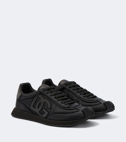 Leather-trimmed canvas sneakers - Dolce&Gabbana - Modalova