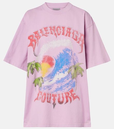 Camiseta de jersey de algodón estampada - Balenciaga - Modalova
