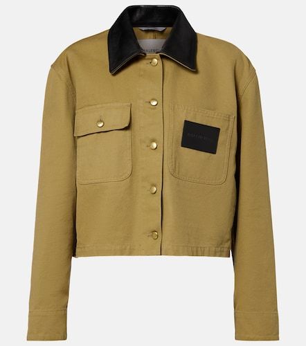 Cropped leather-trimmed cotton jacket - Balenciaga - Modalova
