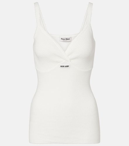 Miu Miu Lace-trimmed cotton top - Miu Miu - Modalova