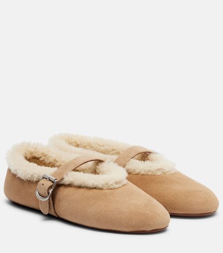 Shearling-lined suede ballet flats - Alaia - Modalova