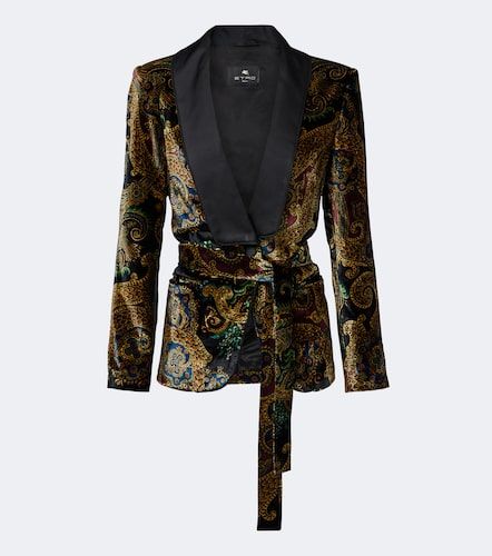 Belted paisley satin-trimmed velvet blazer - Etro - Modalova
