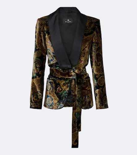 Belted paisley satin-trimmed velvet blazer - Etro - Modalova