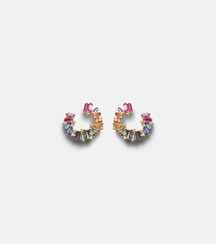 Rainbow 18kt gold hoop earrings with diamonds and sapphires - Suzanne Kalan - Modalova