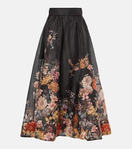 Pavilion floral linen and silk midi skirt - Zimmermann - Modalova