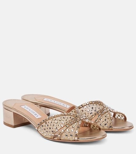 Crystal Love 35 embellished tulle mules - Aquazzura - Modalova