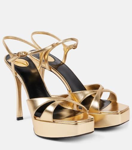 Debbie 85 metallic-leather platform sandals - Saint Laurent - Modalova