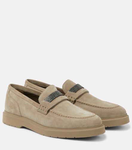 Embellished suede penny loafers - Brunello Cucinelli - Modalova