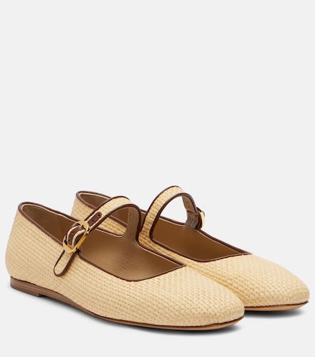 Leather-trimmed raffia Mary Jane flats - Le Monde Beryl - Modalova
