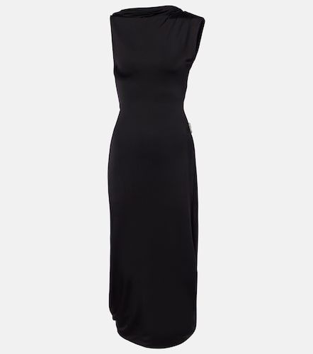 Vestido midi de satén drapeado adornado - Victoria Beckham - Modalova