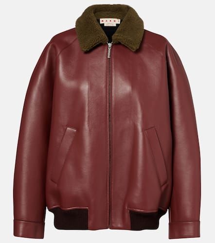 Marni Lederjacke mit Shearling - Marni - Modalova