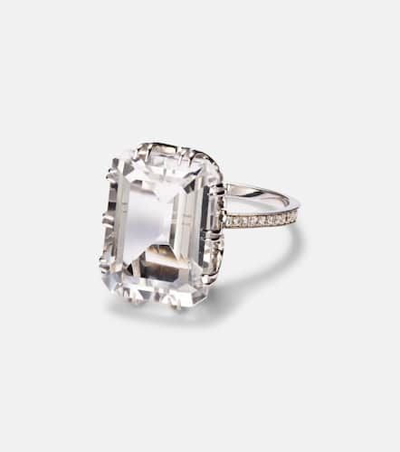 Oblong 18kt white gold ring with topaz and diamonds - Ileana Makri - Modalova