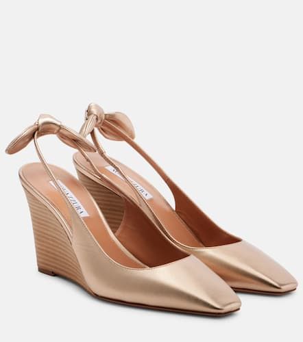 Very Bow Tie 85 leather wedges - Aquazzura - Modalova