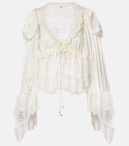 Chloé Top de satén de seda con encaje - Chloe - Modalova