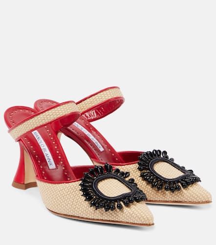 Atika 90 embellished raffia mules - Manolo Blahnik - Modalova