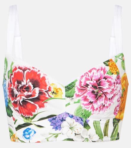 Floral cotton-blend poplin bra top - Dolce&Gabbana - Modalova