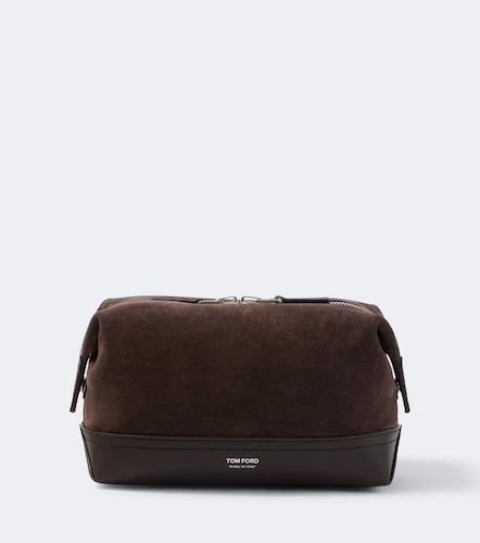 Leather-trimmed suede toiletry bag - Tom Ford - Modalova