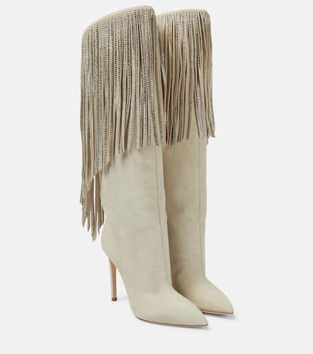 Fringed embellished suede knee-high boots - Paris Texas - Modalova