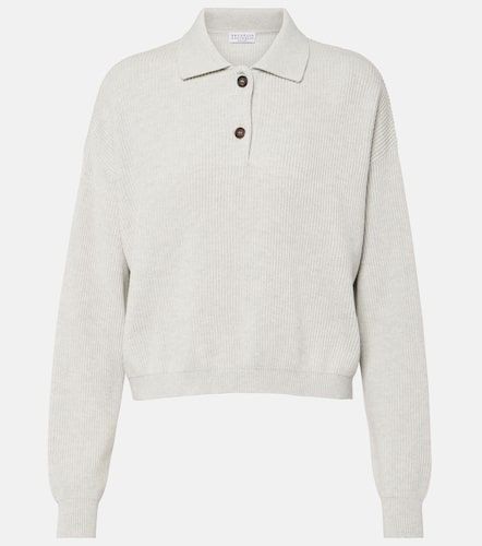 Pullover polo in cotone a coste - Brunello Cucinelli - Modalova