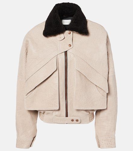 Shearling-trimmed leather jacket - Magda Butrym - Modalova