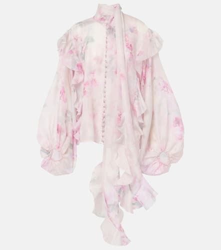 Crush floral ruffled tie-neck blouse - Zimmermann - Modalova