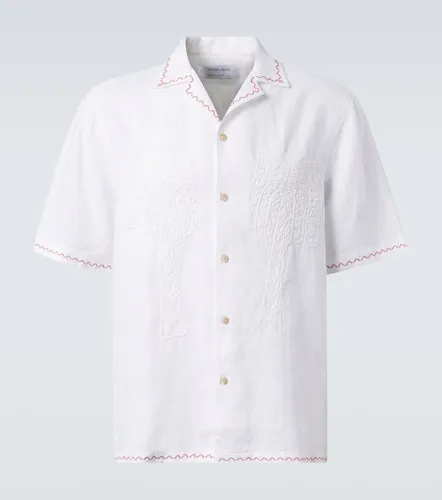 Camicia bowling Flavio in lino con ricamo - Frescobol Carioca - Modalova