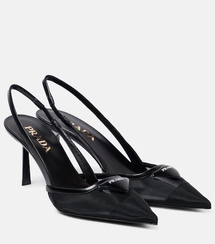 Pumps slingback 75 in mesh e pelle - Prada - Modalova