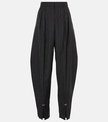 Pinstripe wool-blend barrel-leg pants - Mugler - Modalova