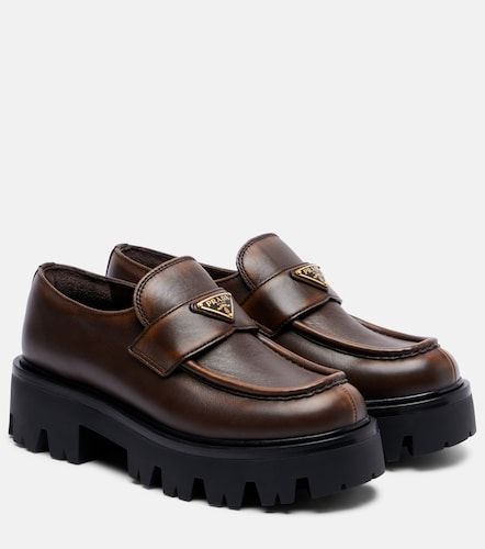 Prada Logo leather platform loafers - Prada - Modalova