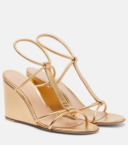 Metallic leather wedge sandals - Gianvito Rossi - Modalova