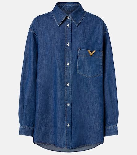 Camisa de chambray de algodón con VGold - Valentino Garavani - Modalova