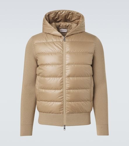 Tricot down-paneled virgin wool cardigan - Moncler - Modalova