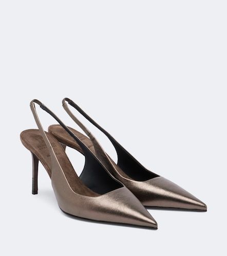 Pumps slingback in pelle metallizzata con monili - Brunello Cucinelli - Modalova