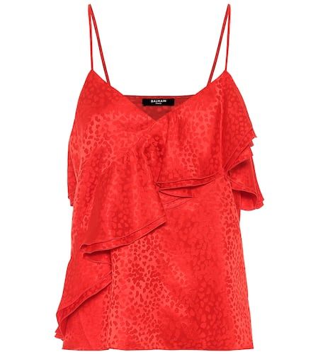 Leopard-jacquard silk camisole - Balmain - Modalova