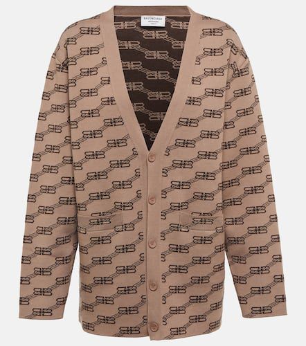 Logo intarsia cotton-blend cardigan - Balenciaga - Modalova