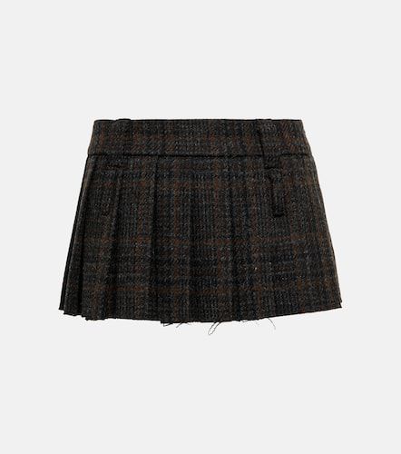 Checked pleated virgin wool miniskirt - Miu Miu - Modalova